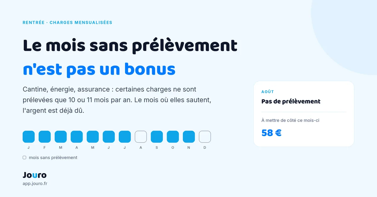 Frise des douze mois de l'année avec deux cases vides représentant les mois sans prélèvement d'une charge mensualisée