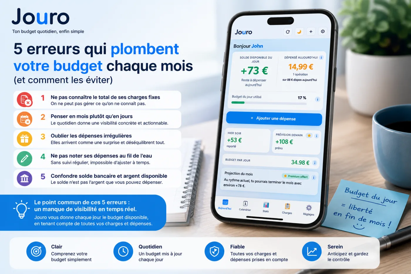 Découvrez les 5 erreurs les plus fréquentes qui déséquilibrent votre budget mensuel et les habitudes simples pour les corriger durablement.